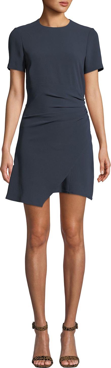 Cinq A Sept Imogen Ruched Crepe Short Tee Dress