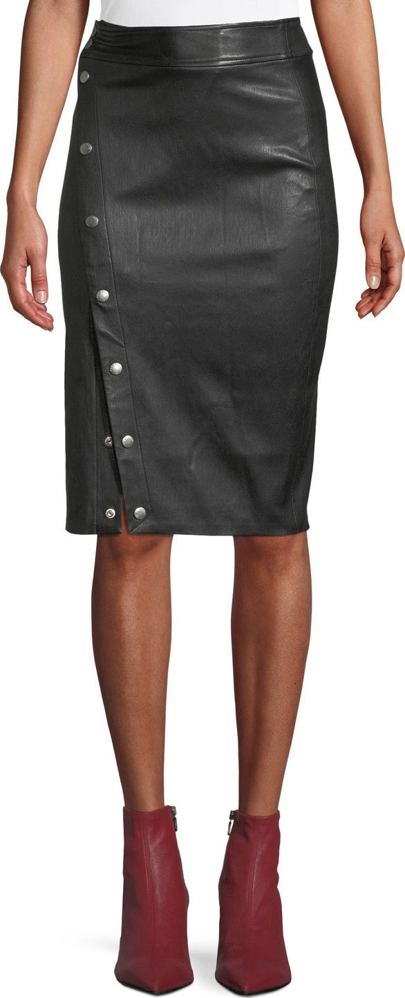 Rag & Bone Baha Leather Snap-Up Pencil Skirt
