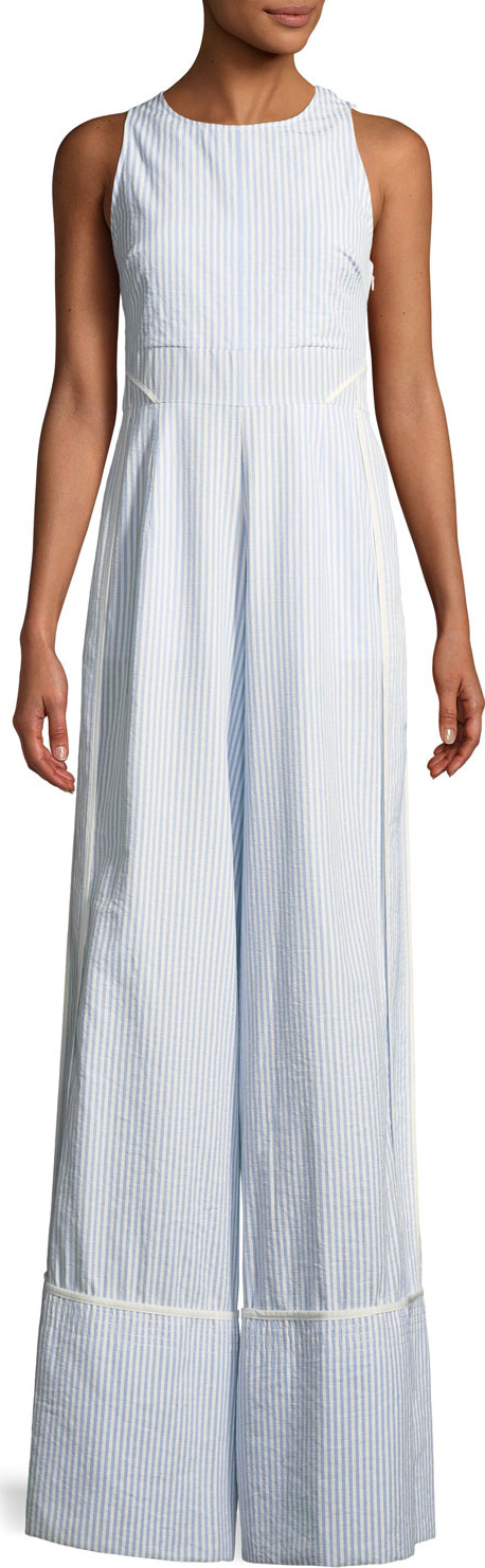 Tanya Taylor Stevie Striped Wide-Leg Jumpsuit