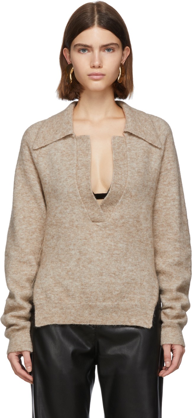 Nanushka Beige Wool Polo Sweater