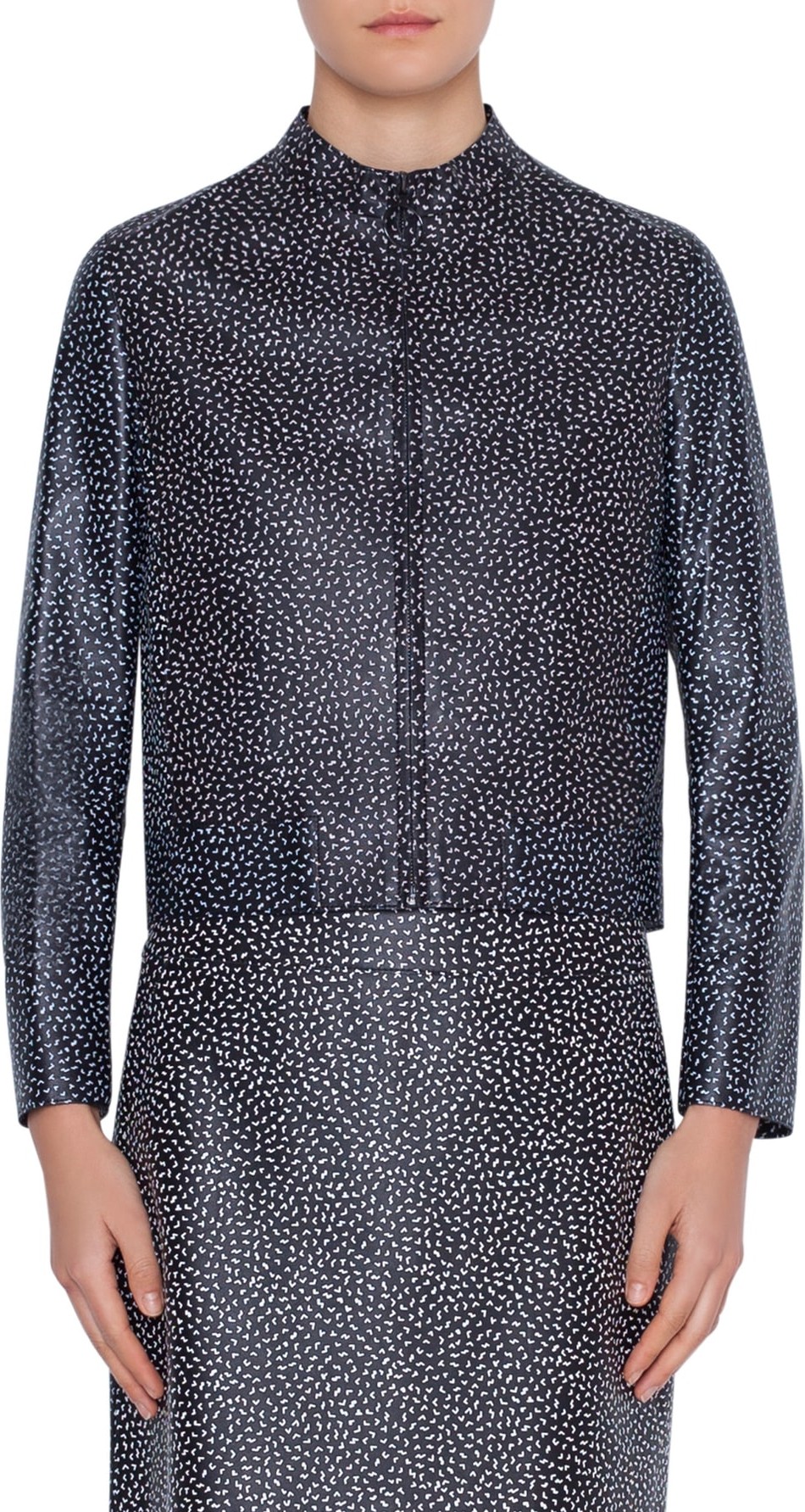 Akris Punto Memphis Pastina Print Leather Jacket