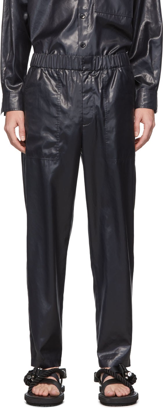 Tibi SSENSE Exclusive Navy Liquid Trousers