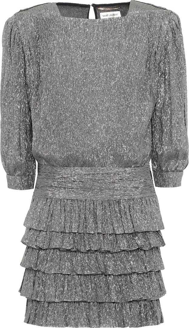 Saint Laurent Metallic silk-blend minidress