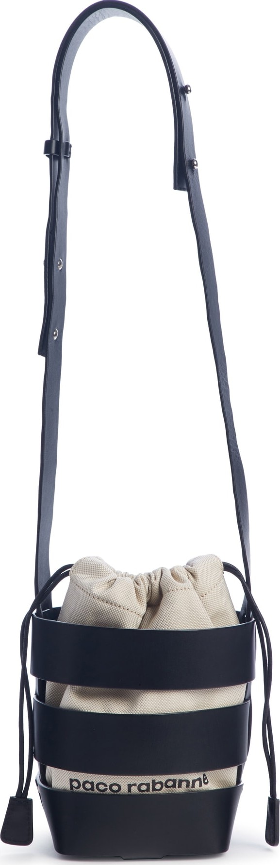 Paco Rabanne Mini Cage Leather & Canvas Hobo