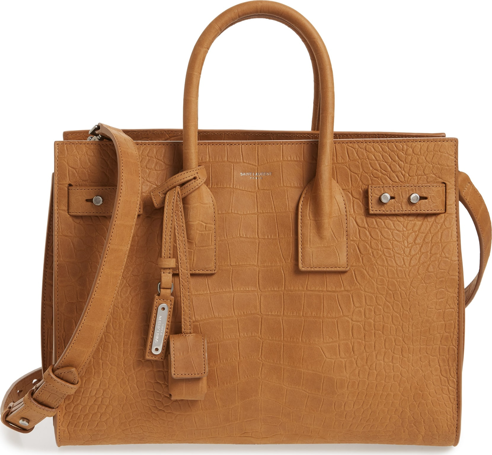 Saint Laurent Small Sac de Jour Croc Embossed Leather Tote