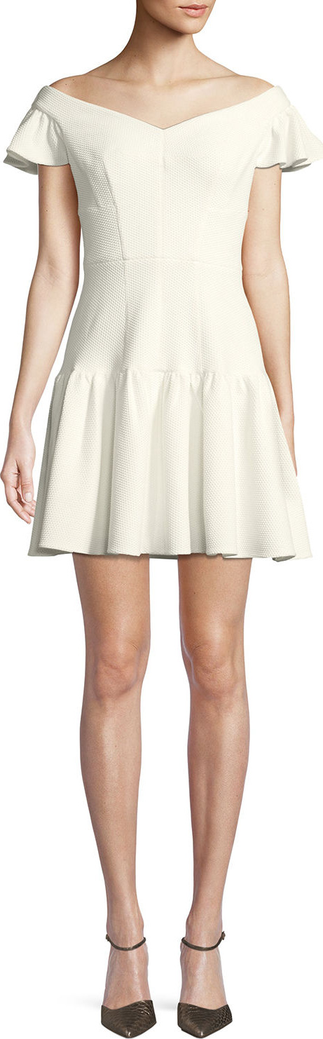 Rebecca Taylor Textured Off-the-Shoulder Mini Dress