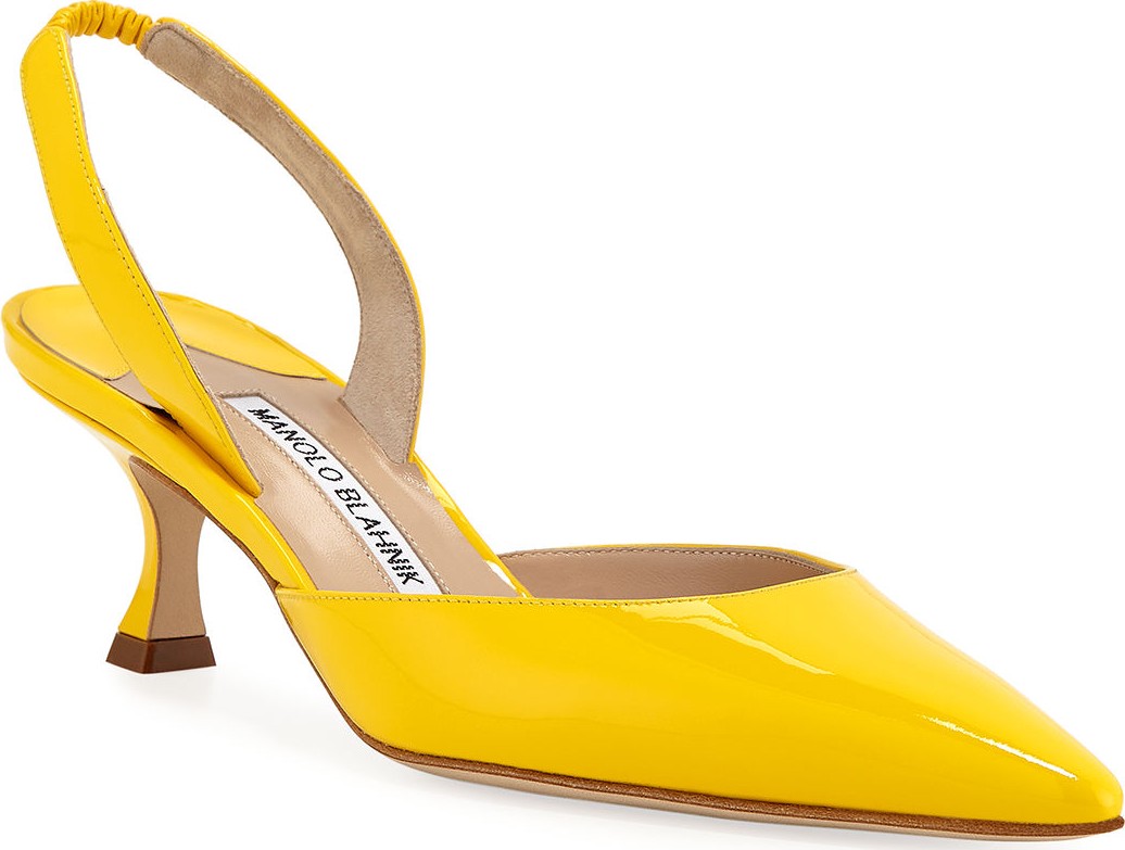 Manolo Blahnik Carolyne Low-Heel Patent Halter Pumps