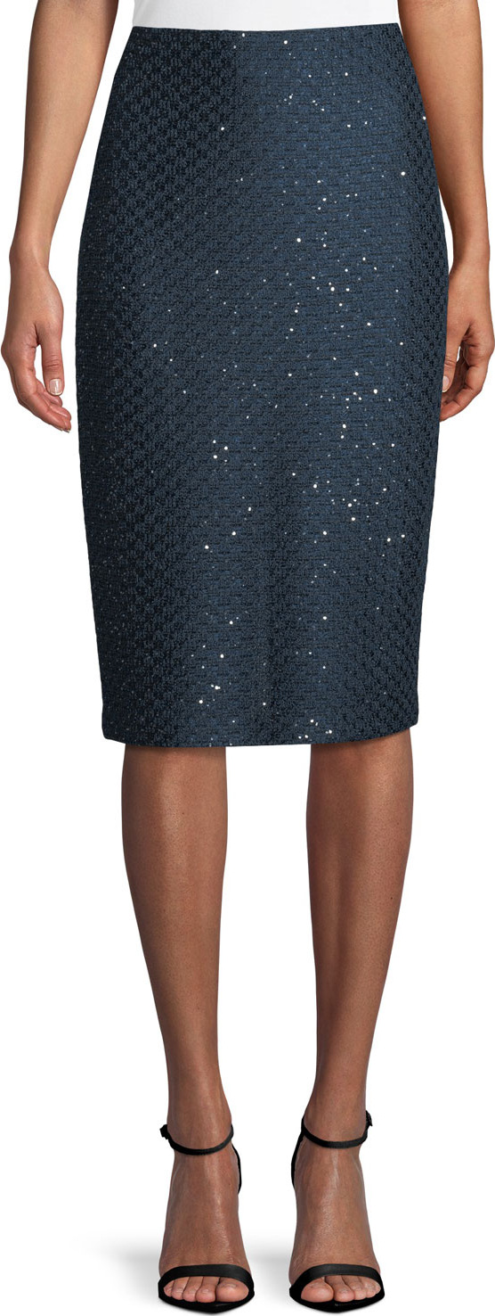 St. John Shimmer Sequin Knit Pencil Skirt