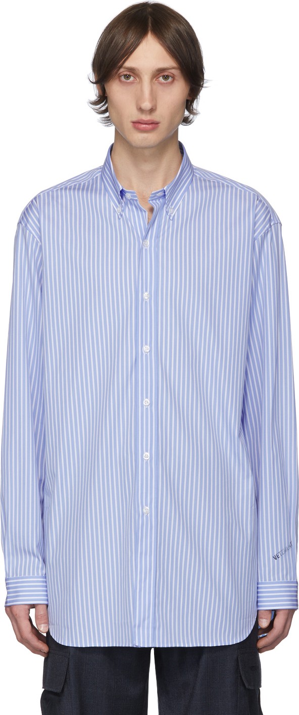 Vetements Blue & White Stripe Anarchy Shirt