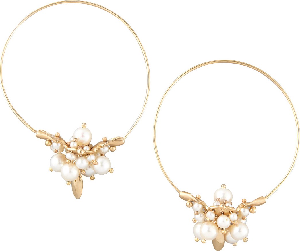 Ted Muehling Pearl Cluster Hoop Earrings
