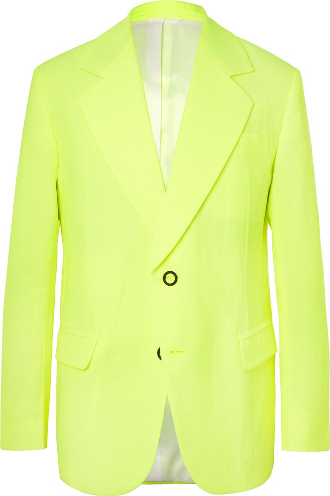 Acne Studios Neon-Yellow Jabir Linen-Blend Blazer