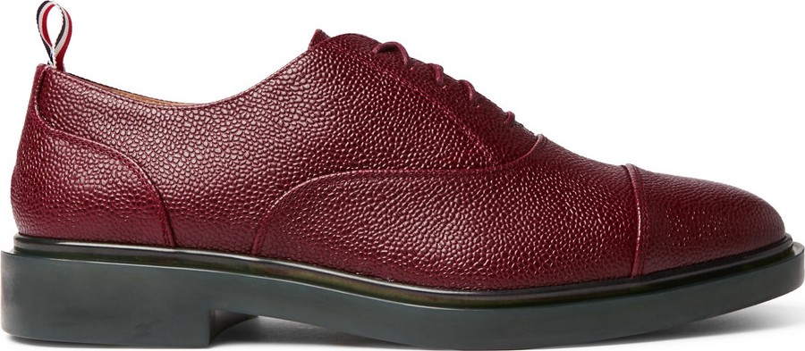 Thom Browne Cap-Toe Pebble-Grain Leather Oxford Shoes