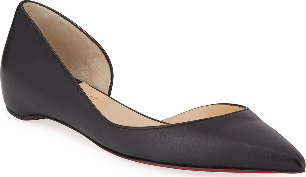 Christian Louboutin Iriza Half-D'Orsay Red Sole Flats
