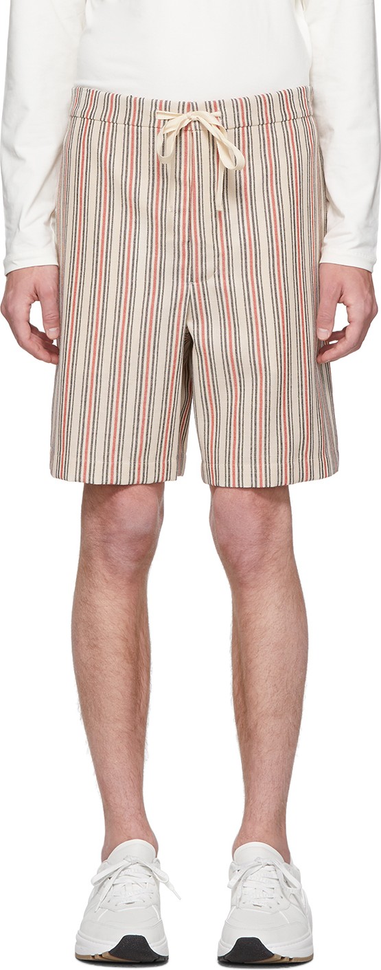 Jil Sander Beige Stripe Wool Shorts