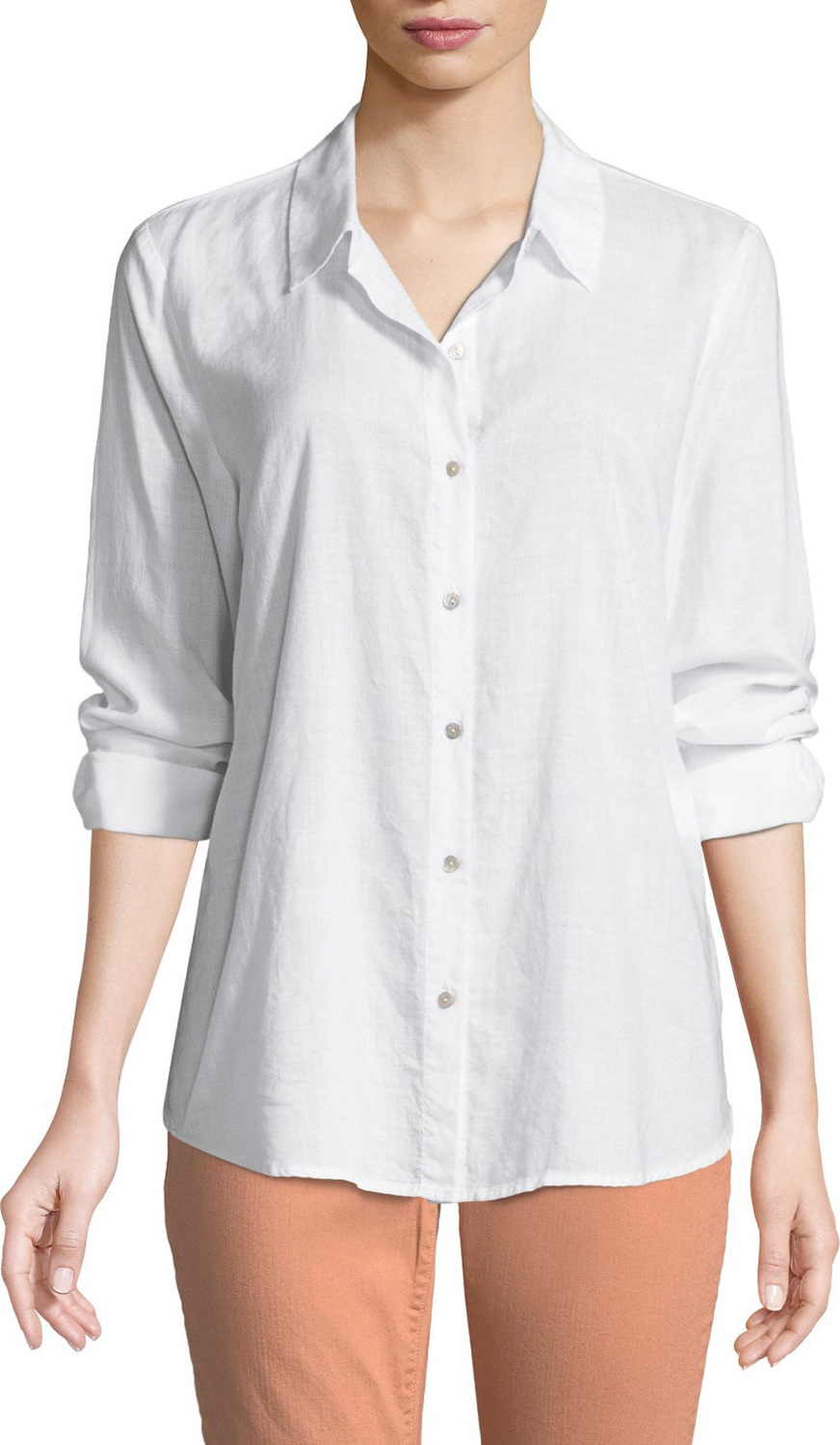 Eileen Fisher Crosshatch Classic Button-Front Shirt