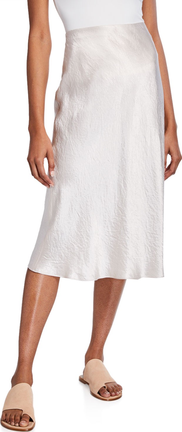 Vince Satin Slip Midi Skirt