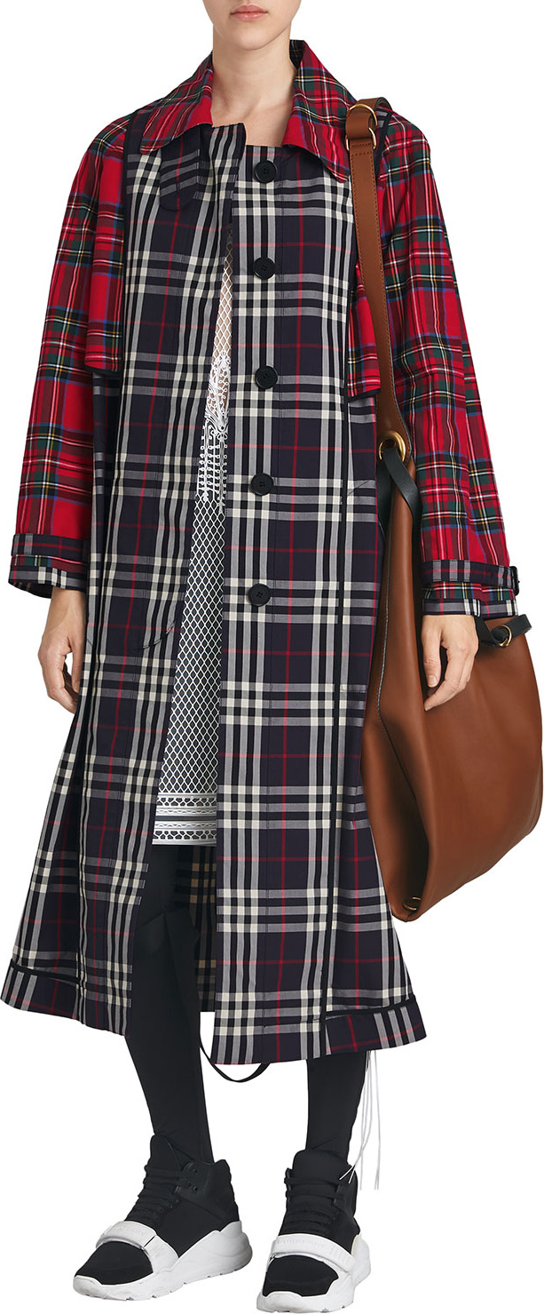 Burberry London England Check and Tartan Cotton Trench Coat