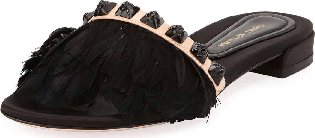Stuart Weitzman Lando Feather Slide Sandal