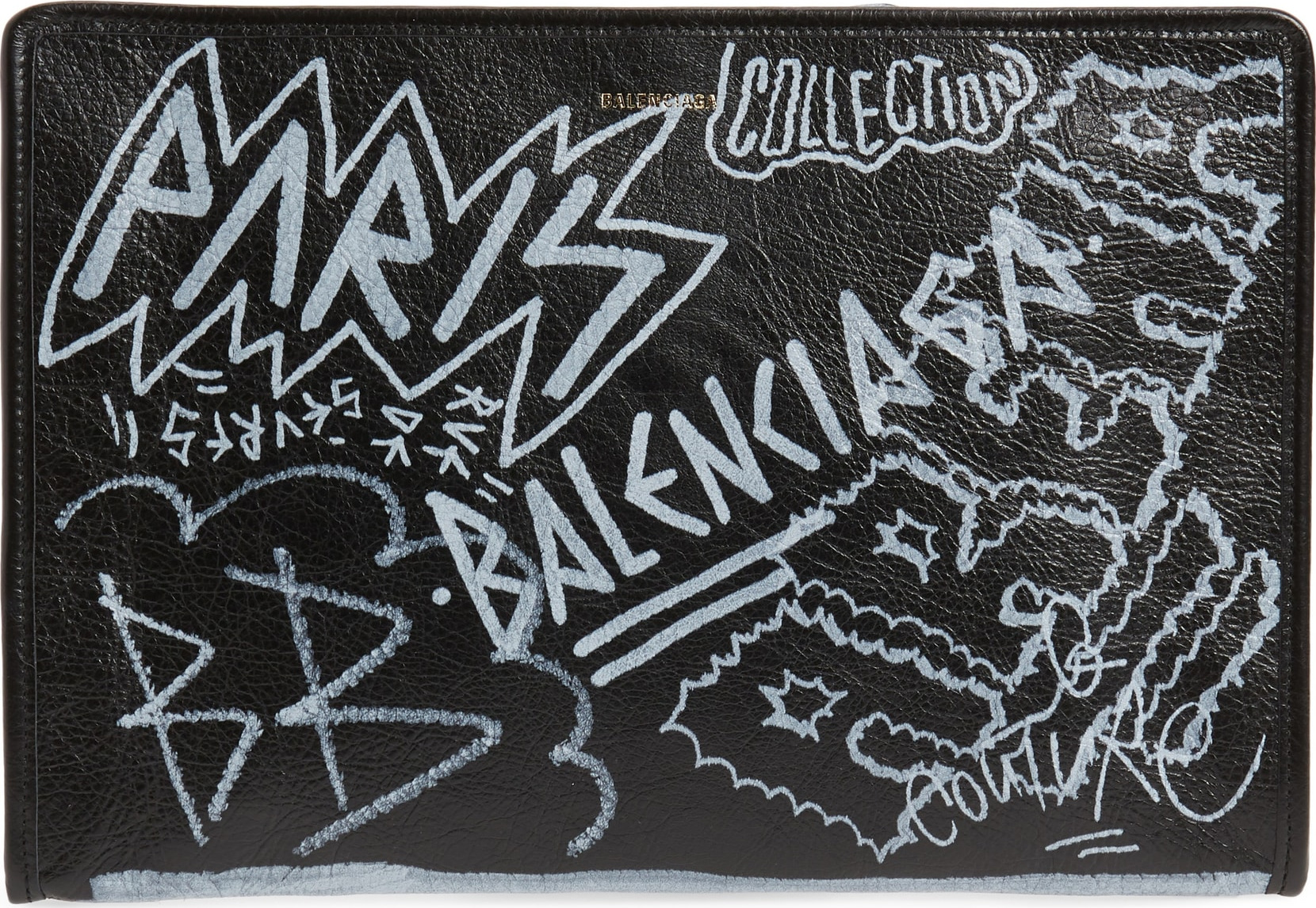 Balenciaga Graffiti Embellished Lambskin Pouch