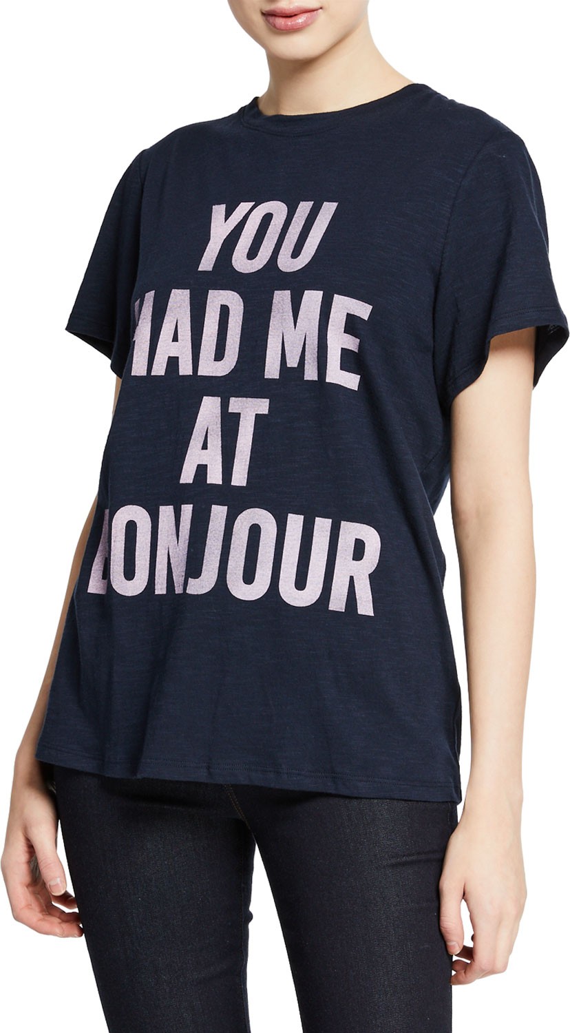 Cinq A Sept You Had Me At Bonjour Cotton Graphic Tee