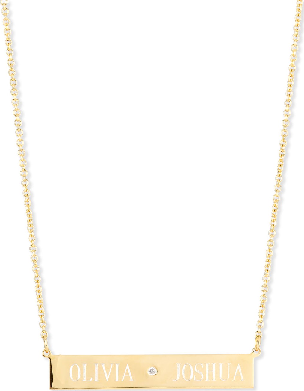 Sarah Chloe Leigh Engraved Bar Pendant Necklace with Diamond
