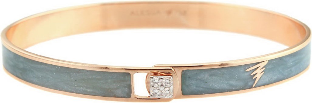 Alessa Jewelry Spectrum 18k Rose Gold Paint & Diamond Bangle, Gray, Size 17