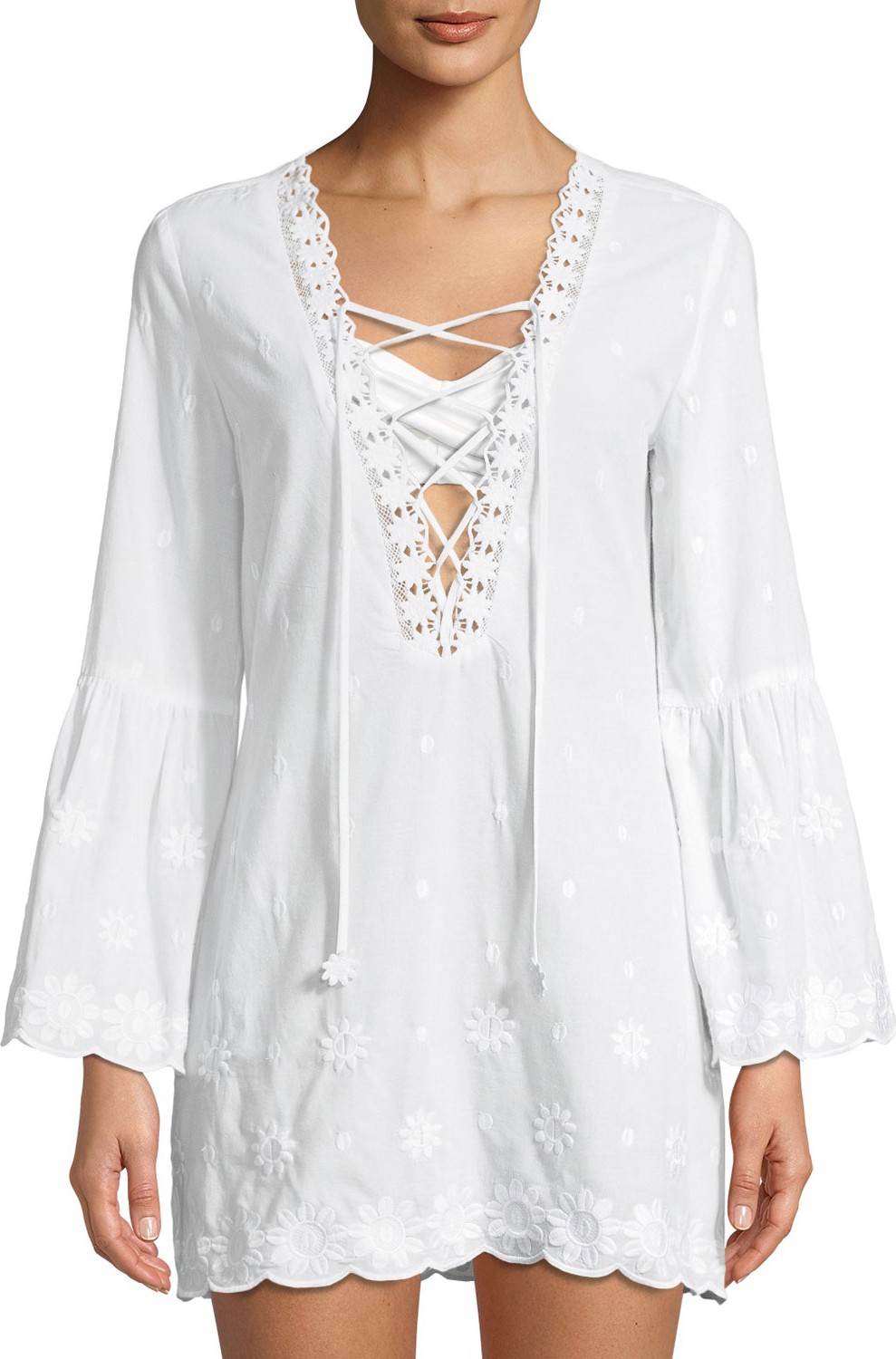 Miguelina Laure Daisy Embroidered Cotton Coverup