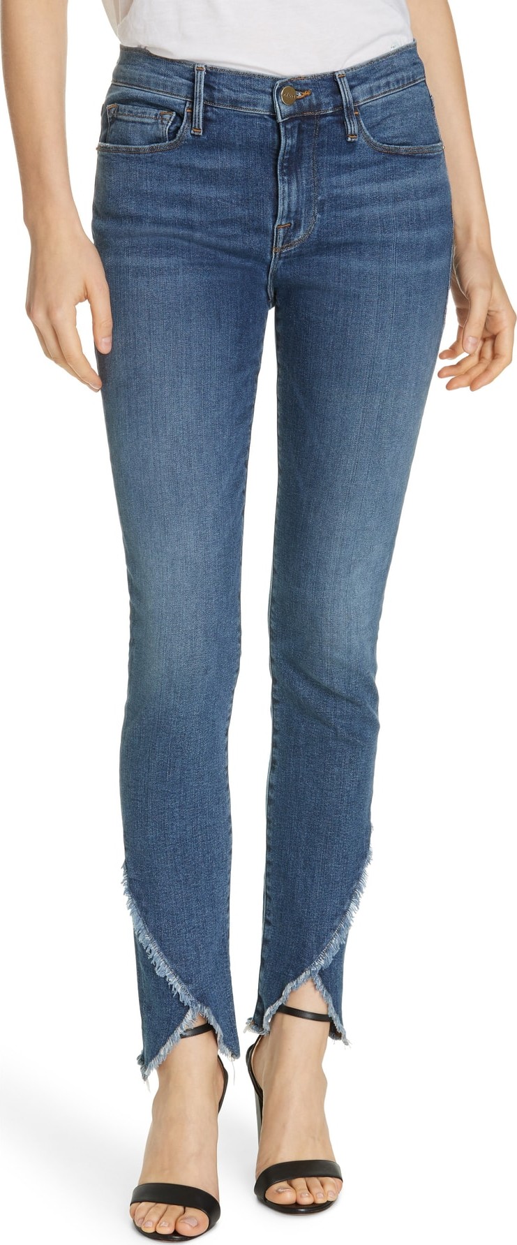 FRAME DENIM Le Skinny de Jeanne Asymmetrical Hem Jeans