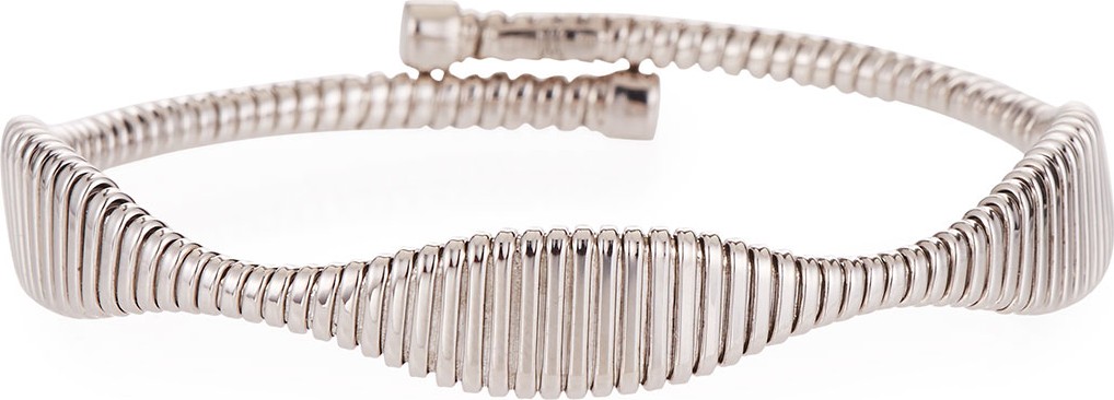 Alberto Milani 18k White Gold Tubogas Bypass Flex Bangle