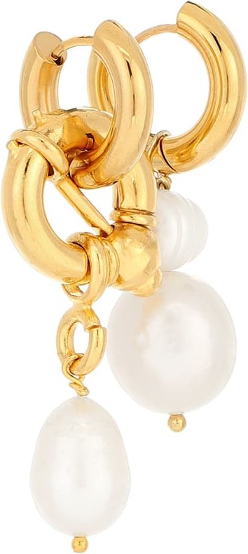 Timeless Pearly Mismatched gold-plated earrings
