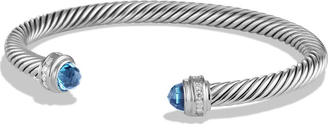 David Yurman Cable Classics Bracelet with Hampton Blue Topaz and Diamonds