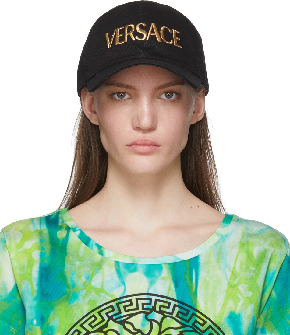 Versace Black & Gold Embroidered Logo Cap