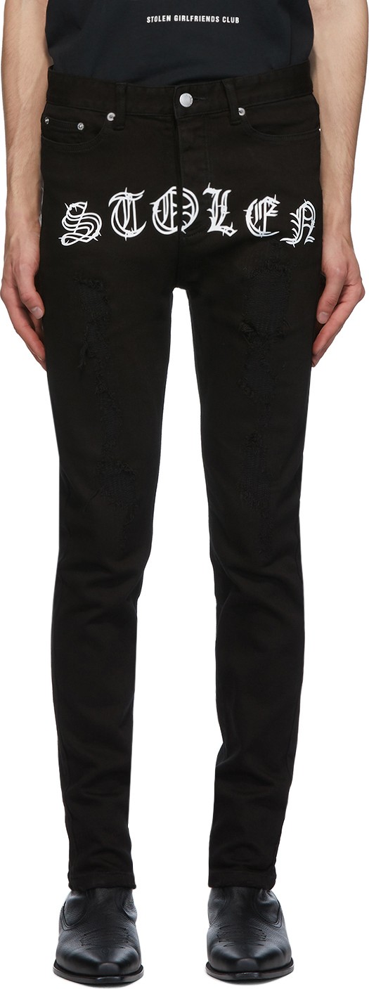 Stolen Girlfriends Club Black 'Stolen' Barbwire Jeans