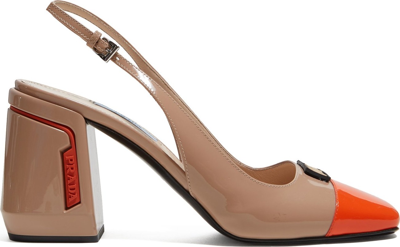 Prada Patent-leather slingback pumps