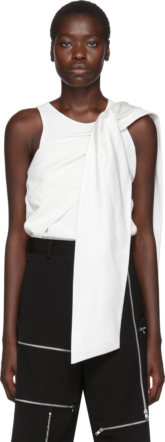 Haider Ackermann White Coronus Drape Top