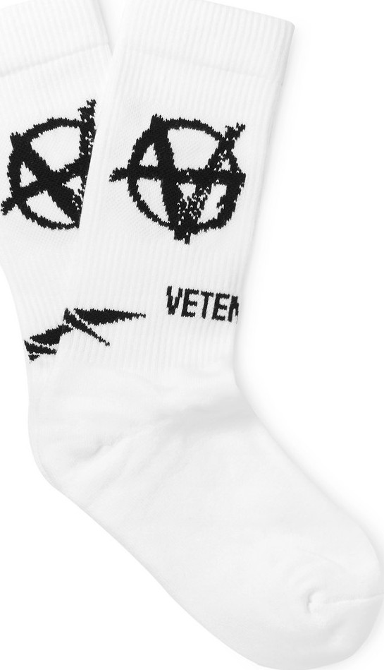 Vetements + Reebok Logo-Intarsia Stretch Cotton-Blend Socks