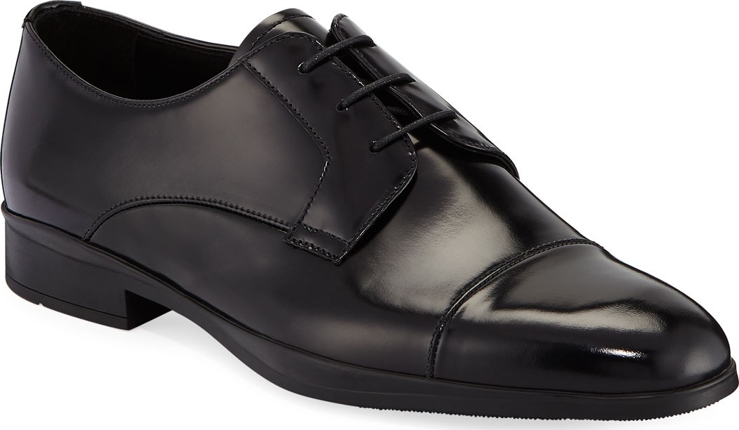 Prada Men's Spazzolato Leather Lace-Up Dress Shoes