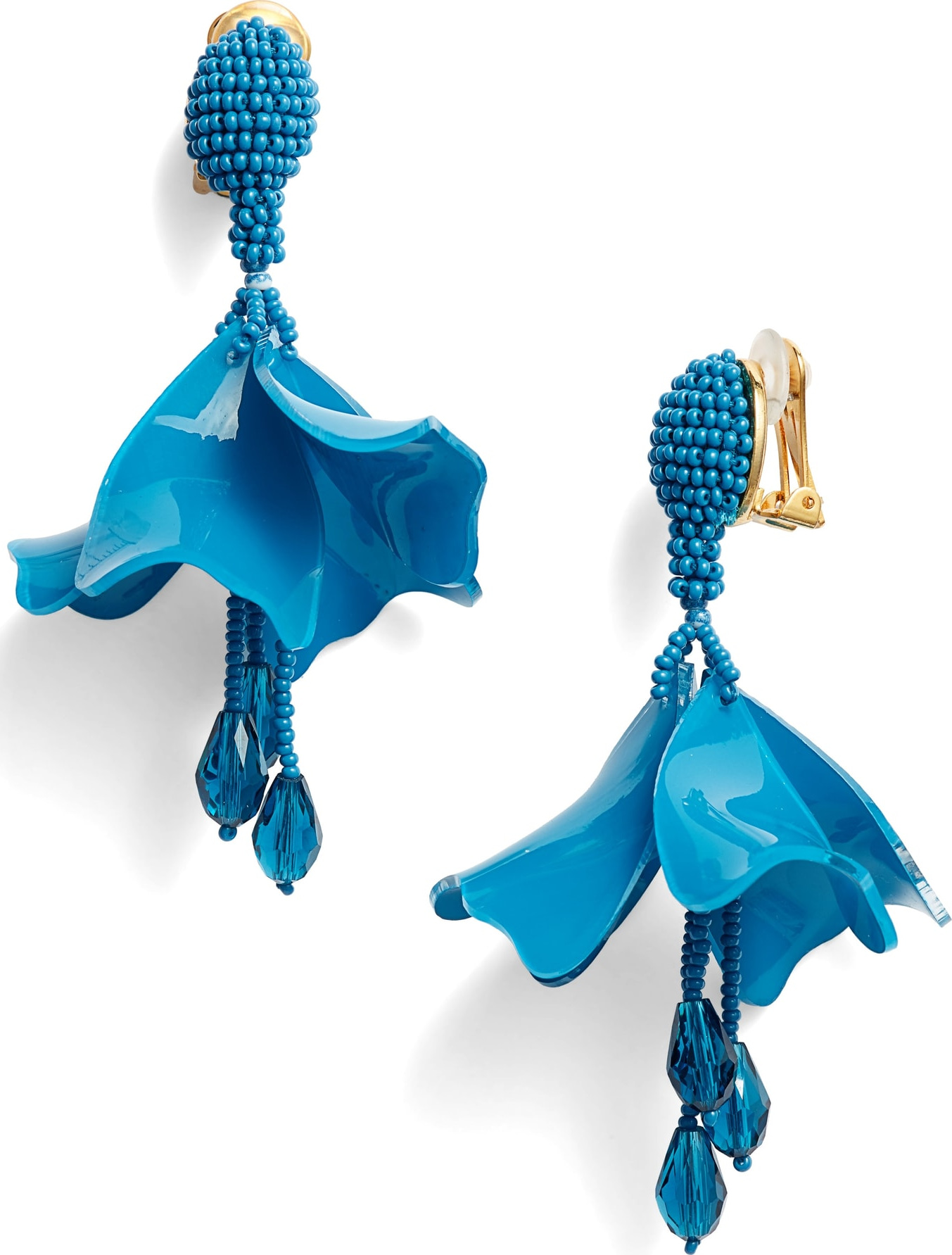 Oscar De La Renta Small Impatiens Flower Drop Earrings