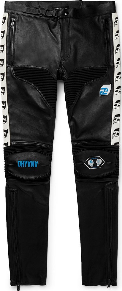 Undercover Skinny-Fit Printed Leather Biker Trousers