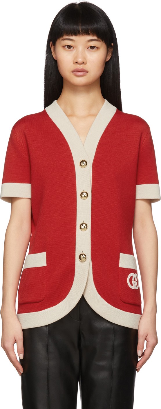 Gucci Red Double Pocket Cardigan