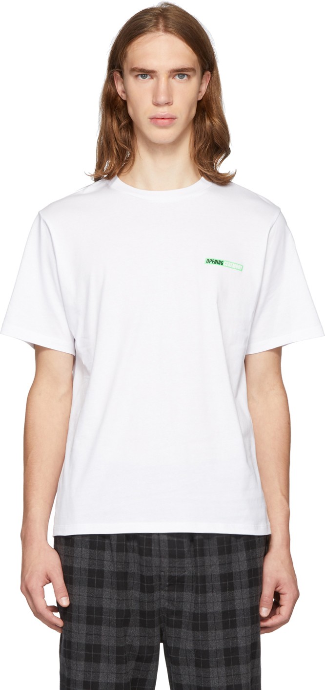 Opening Ceremony SSENSE Exclusive White & Green Logo T-Shirt