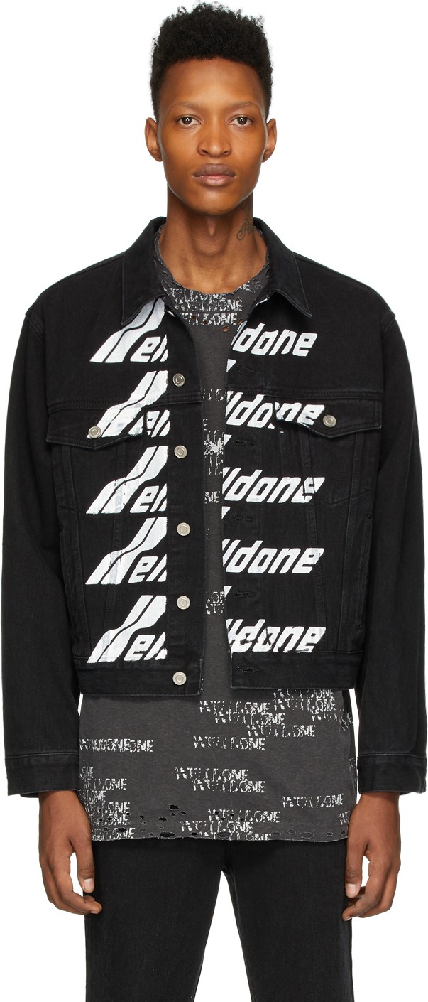 We11done Black Denim Logo Jacket