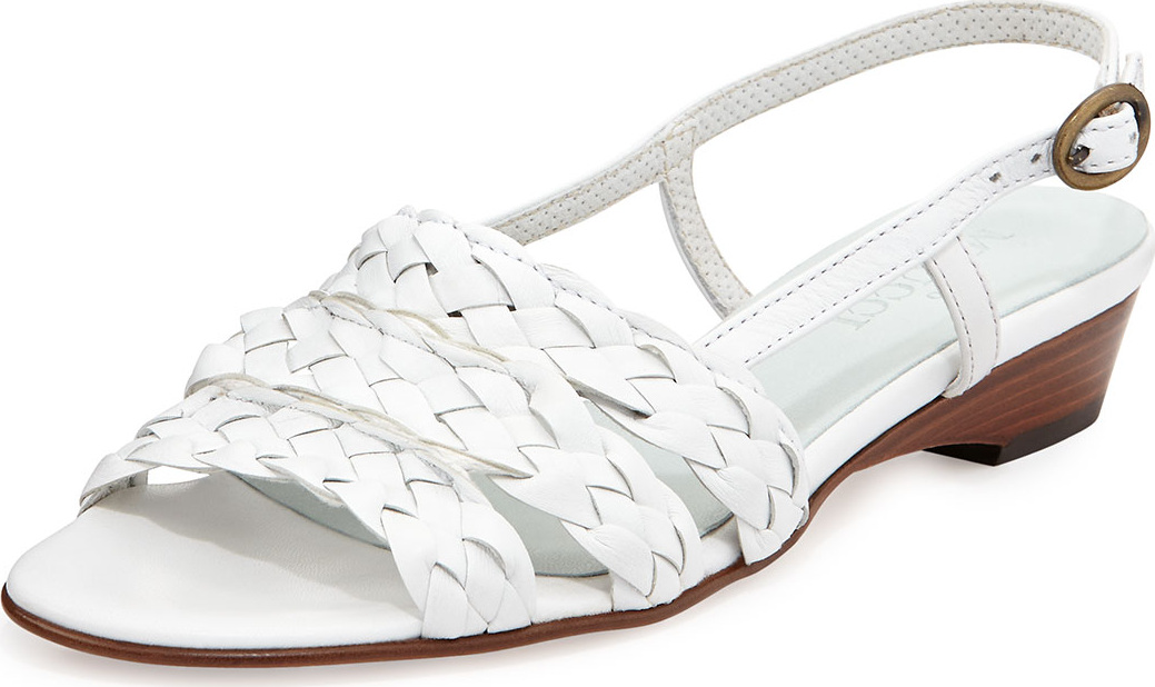 Sesto Meucci Ginny Woven Leather Slingback Sandals, White
