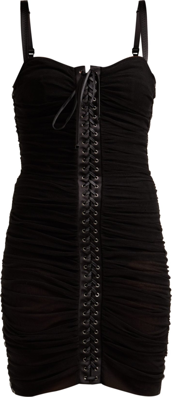 Dolce & Gabbana Ruched tulle lace-up corset dress