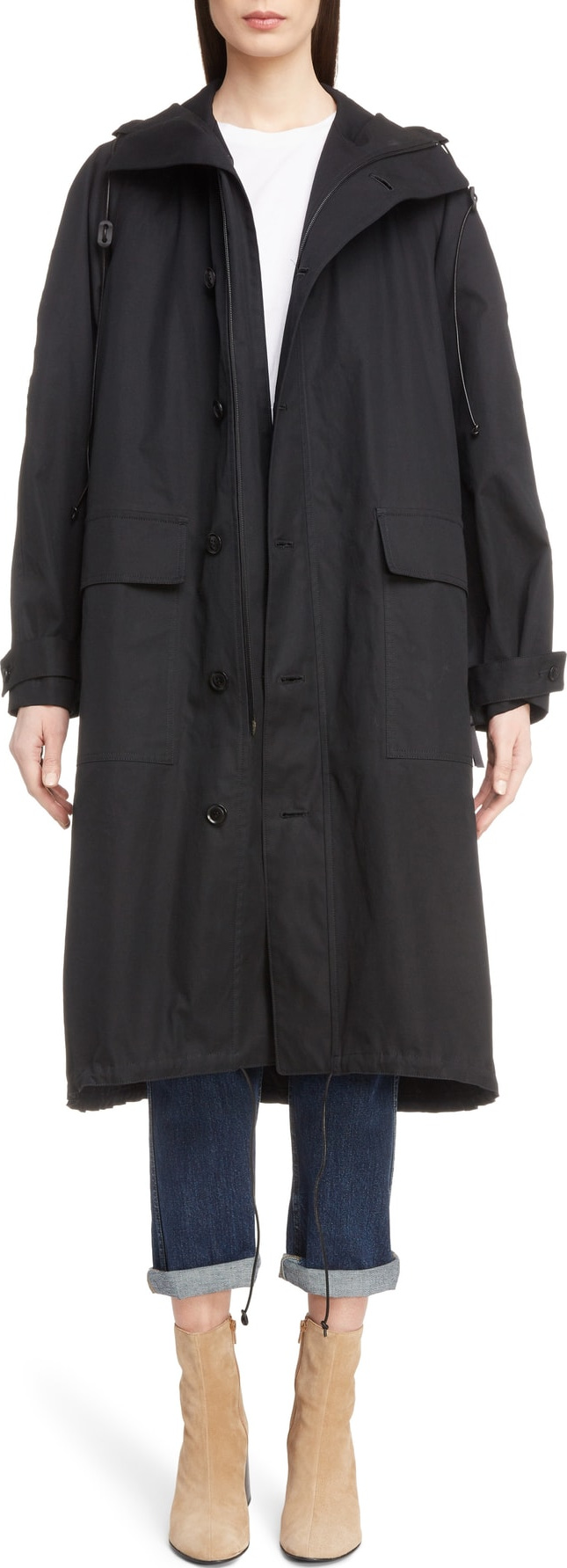 Y's By Yohji Yamamoto Logo Stamp Hooded Parka