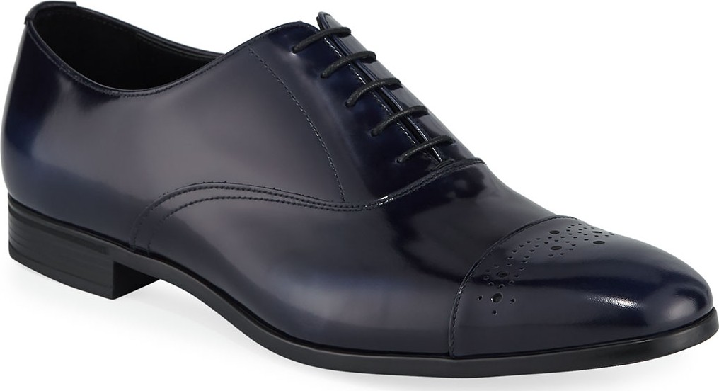 Prada Spazzolato Leather Lace-Up Oxford