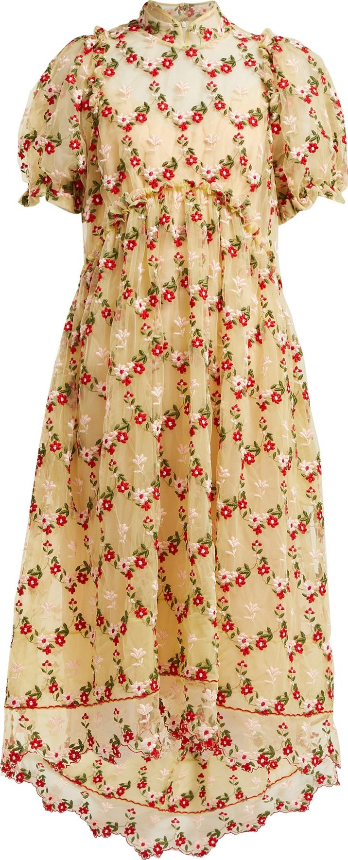 Simone Rocha Floral-embroidered tulle dress