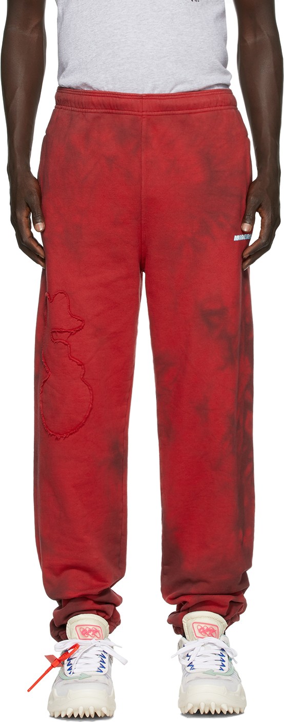 Off White Red Tie-Dye Lounge Pants