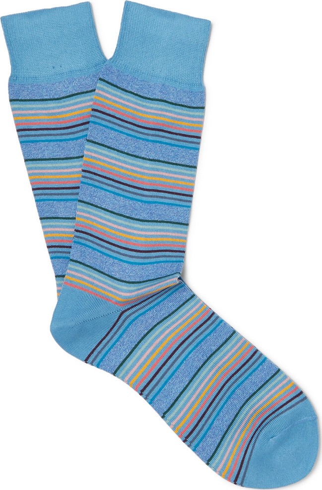 Paul Smith Striped Cotton-Blend Socks