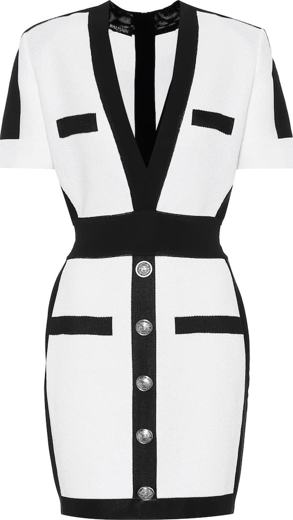Balmain Metallic jersey minidress